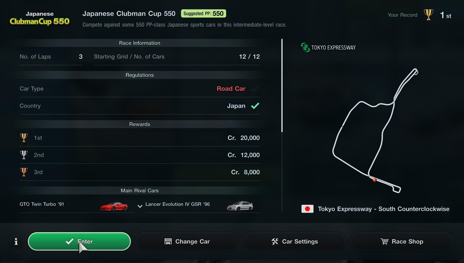 GT7 Weekly Challenges 30 November Japanese Clubman Cup 550