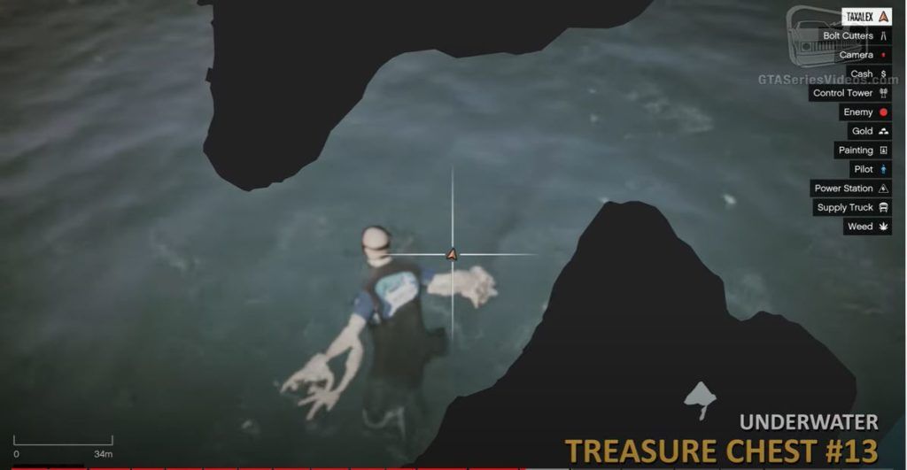 GTA Cayo Perico Treasure Chest 3 Sea Map