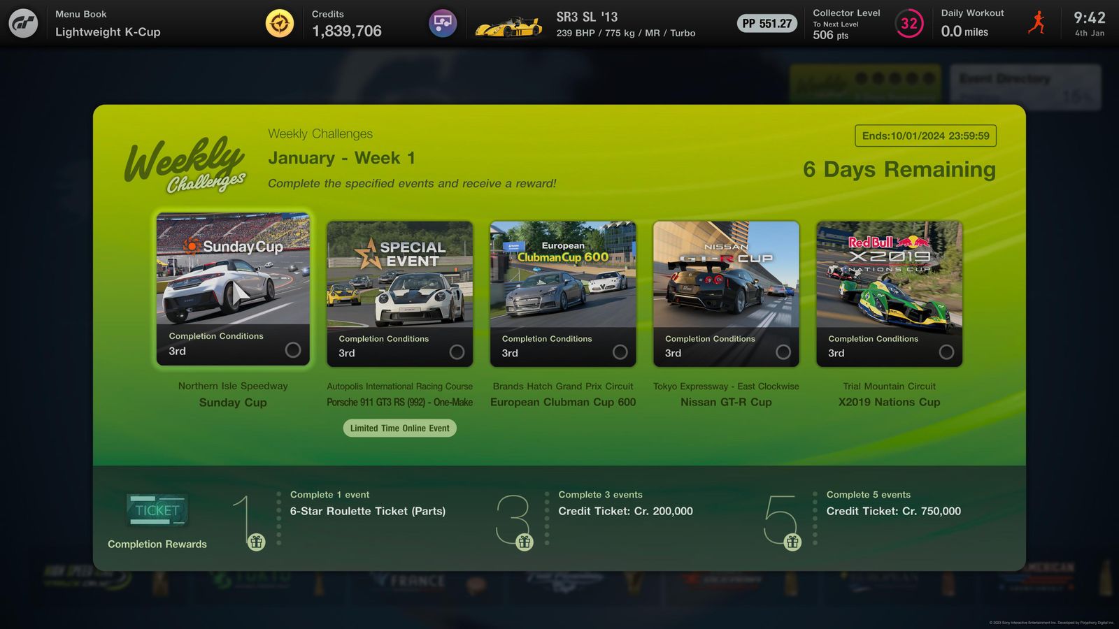 Gran Turismo 7 Weekly Challenges 04 January