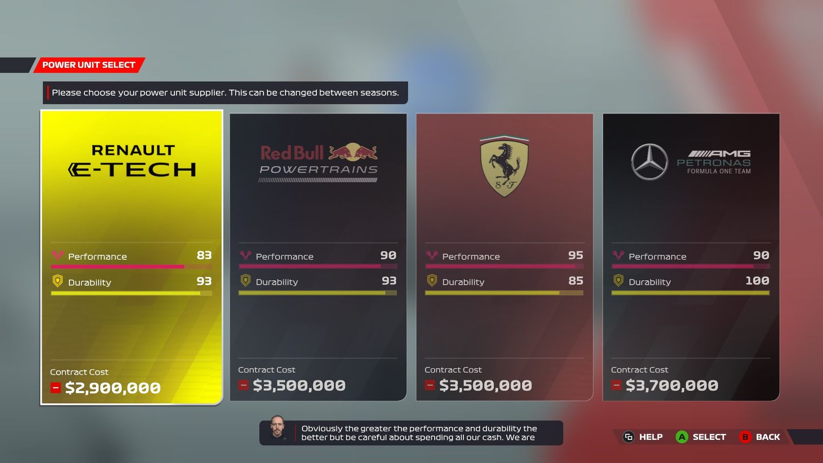 F1 22 engine prices after update 1.05