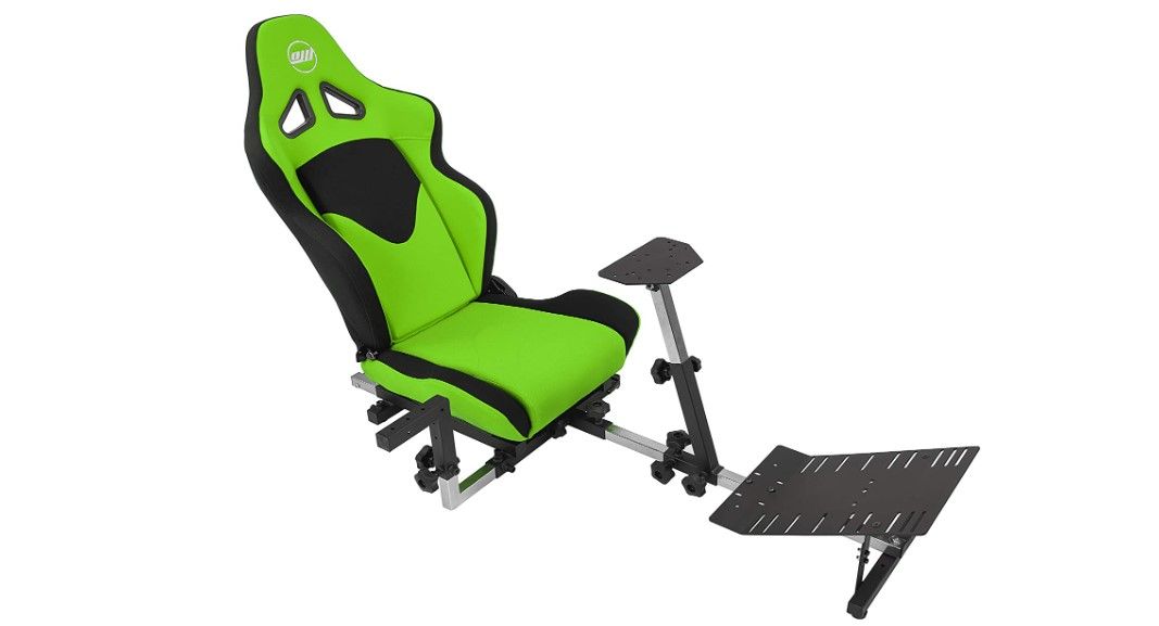 Best racing seat for F1 22 OpenWheeler product image of a bright green and black racing cockpit.