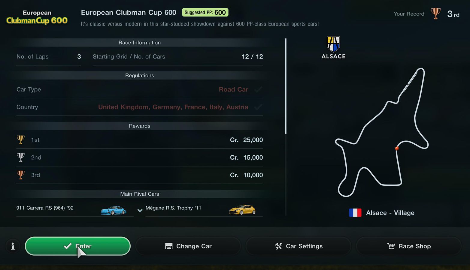 GT7 Weekly Challenges 30 November European Clubman Cup 600