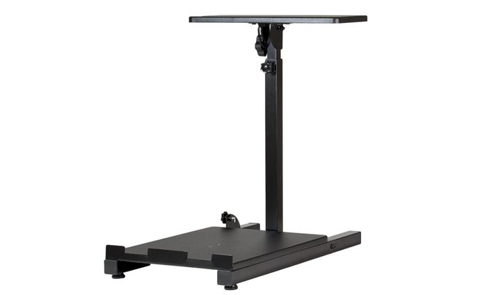 Best racing wheel stand for F1 22 Wheel Stand Racing product image of a black metal platform.