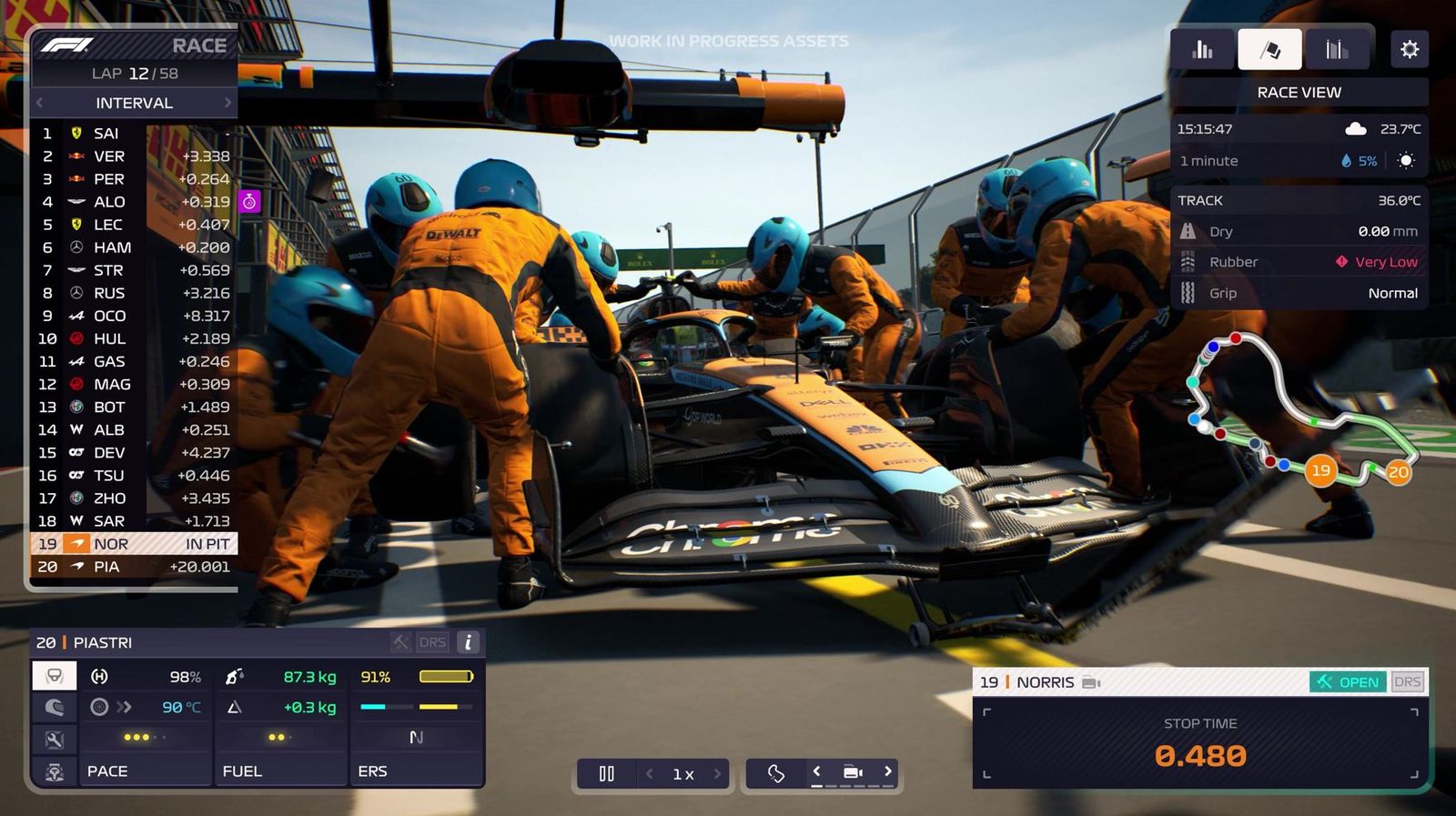 F1 Manager 2023 screenshot McLaren pitstop