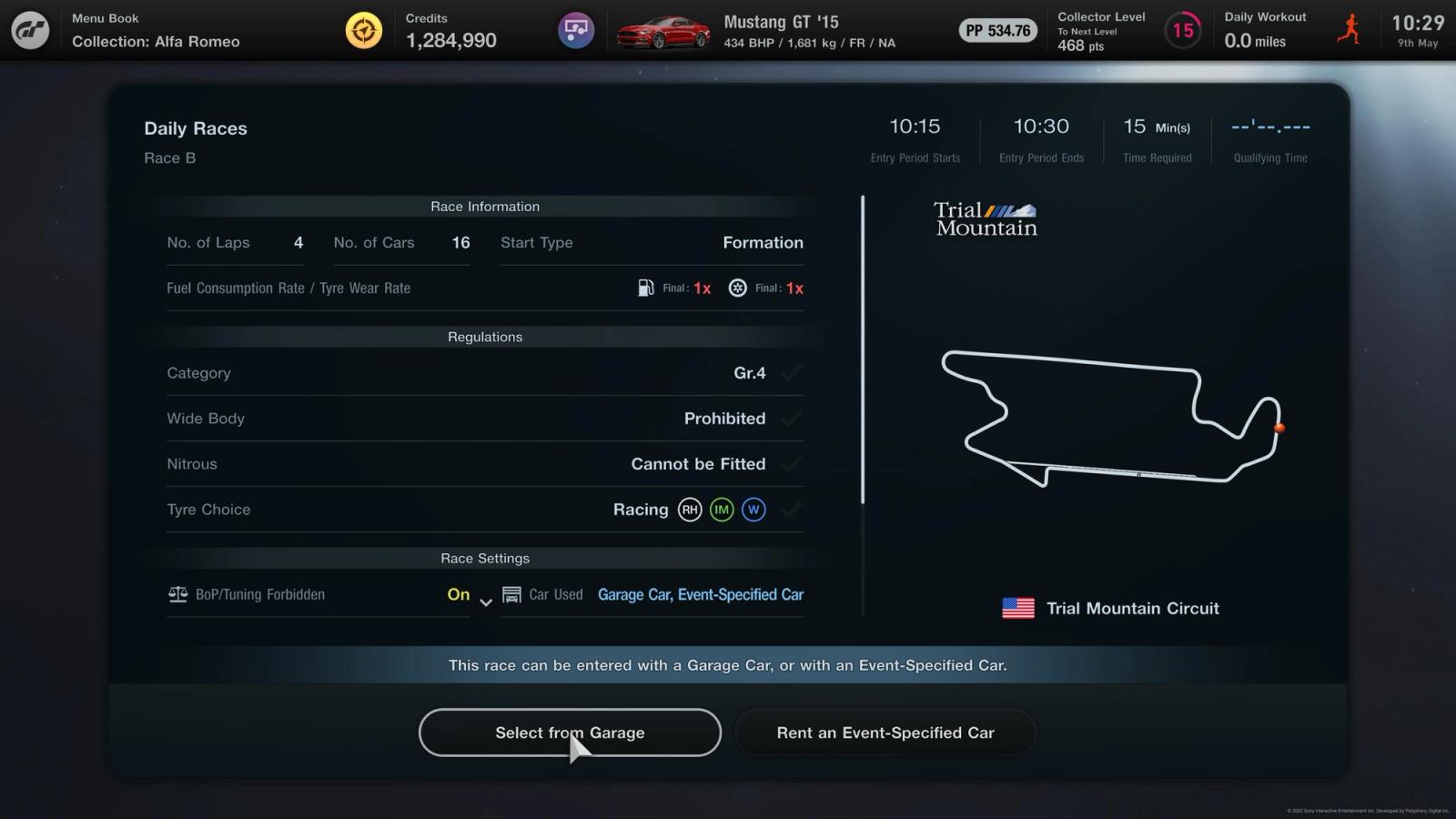All the details of Daily Race B on Gran Turismo 7 9 May.