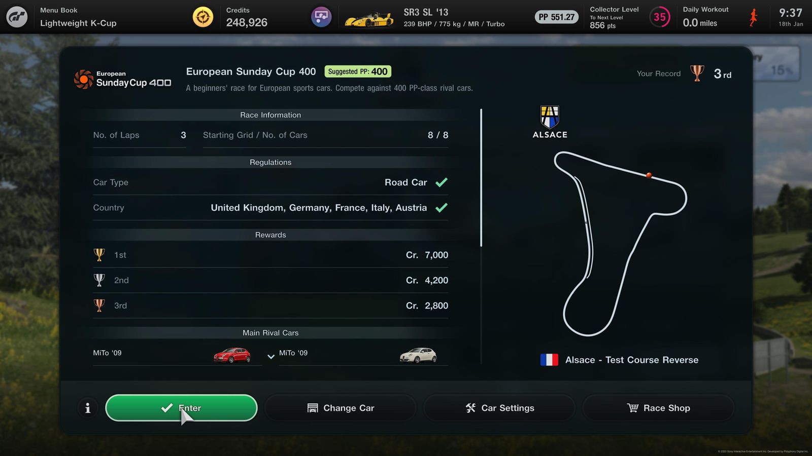 Gran Turismo 7 Weekly Challenges January 2024 Week 3 European Sunday Cup 400