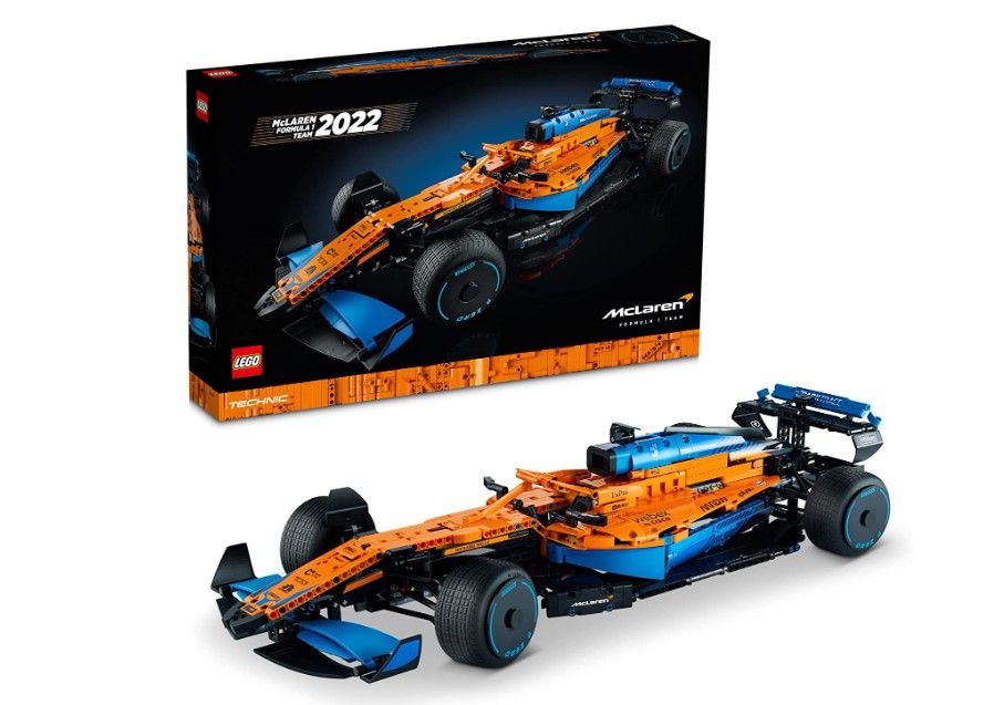 LEGO Technic McLaren Formula 1 product image of the orange and blue 2022 Formula One car.