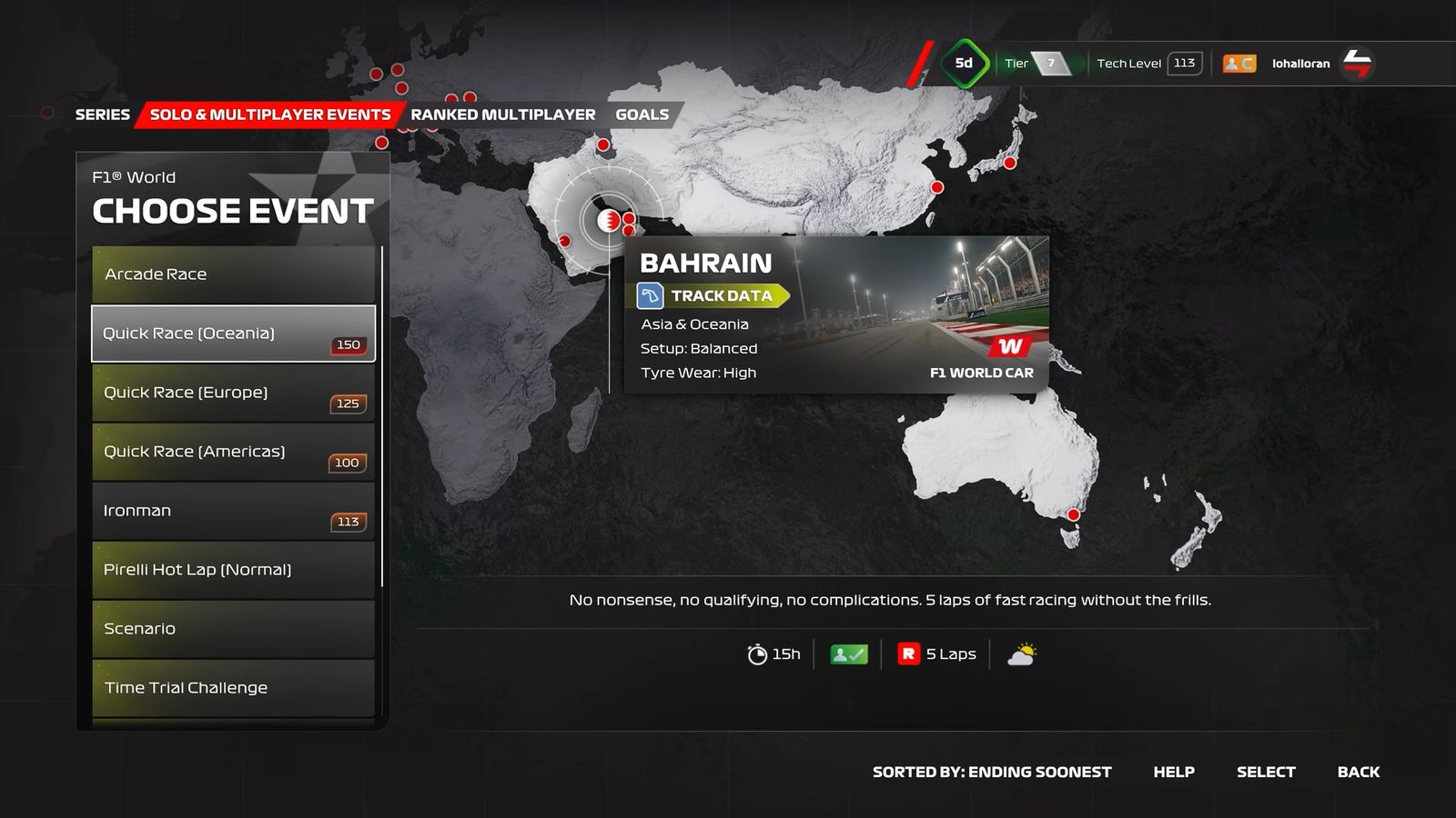 F1 23 F1 World Solo and multiplayer events