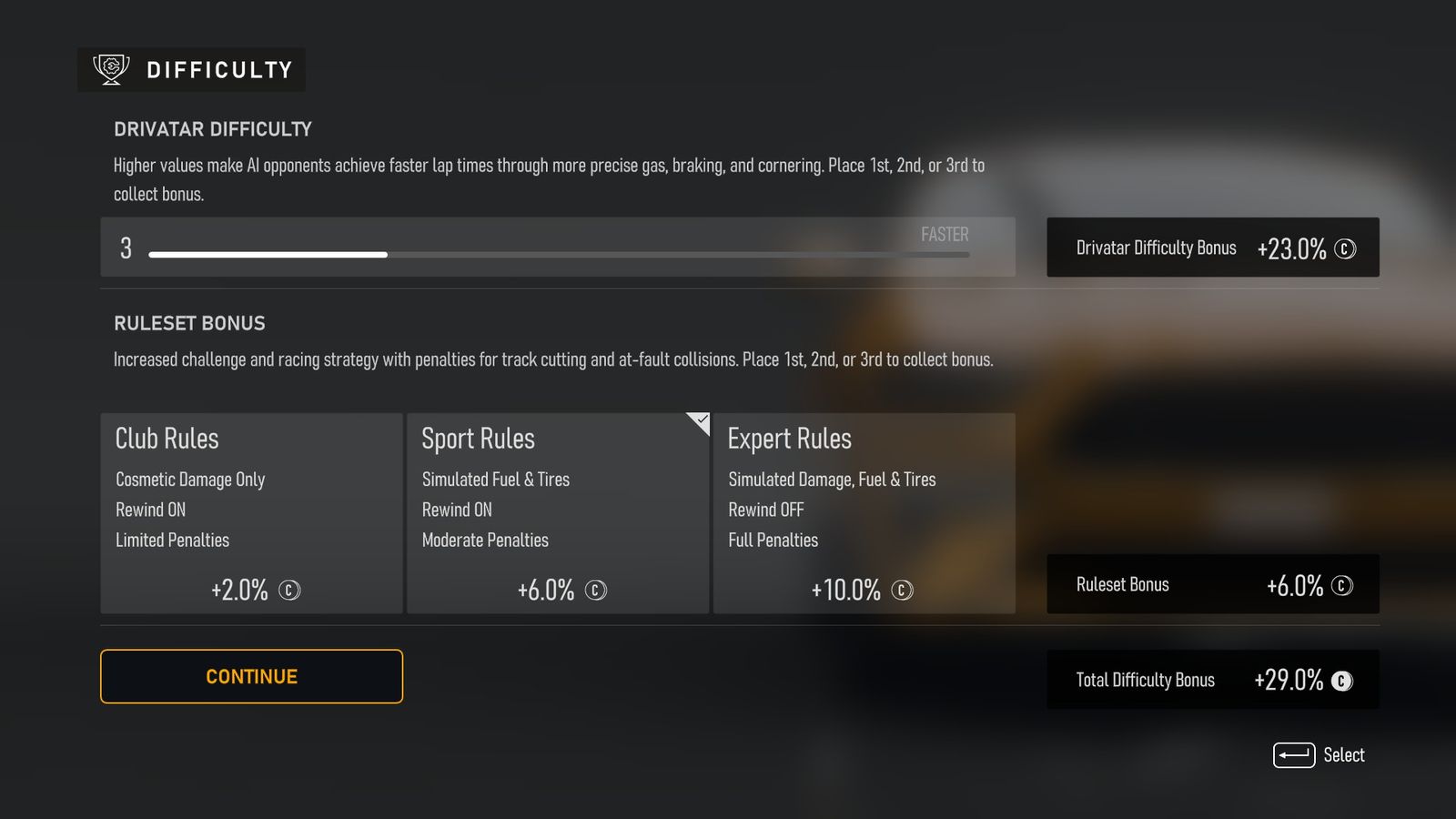 Forza Motorsport how to change difficulty