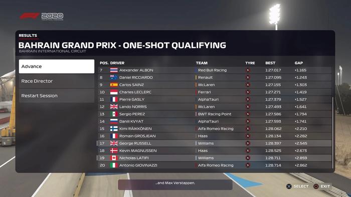 F1 2020 Bahrain GP Sakhir International Circuit  one-shot qualifying-2