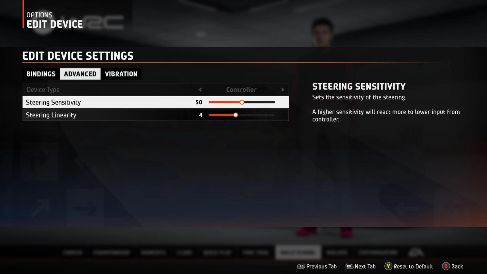 EA Sports WRC change controller settings
