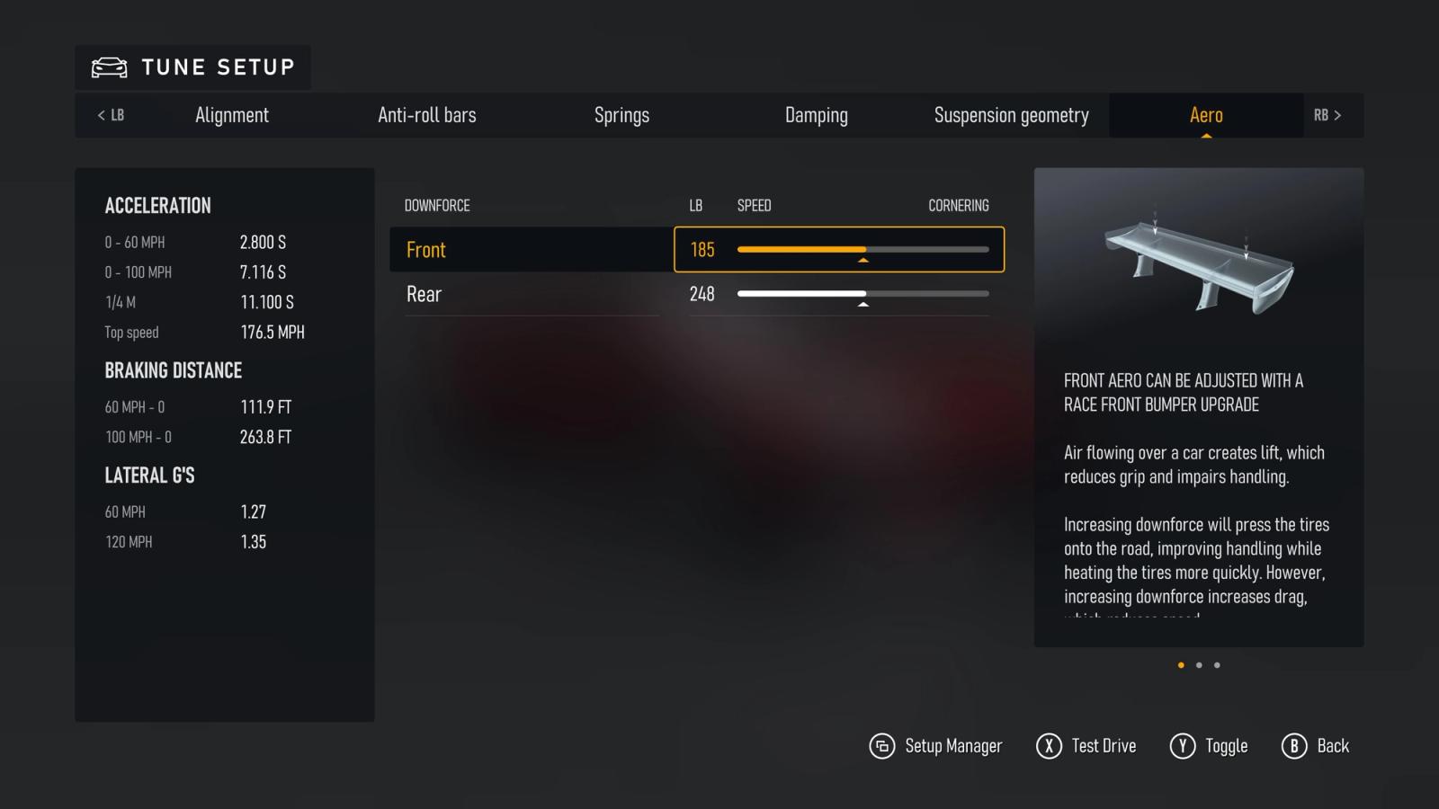 Forza Motorsport tuning aerodynamics
