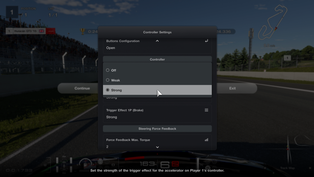 Gran Turismo 7 DualSense trigger strength options