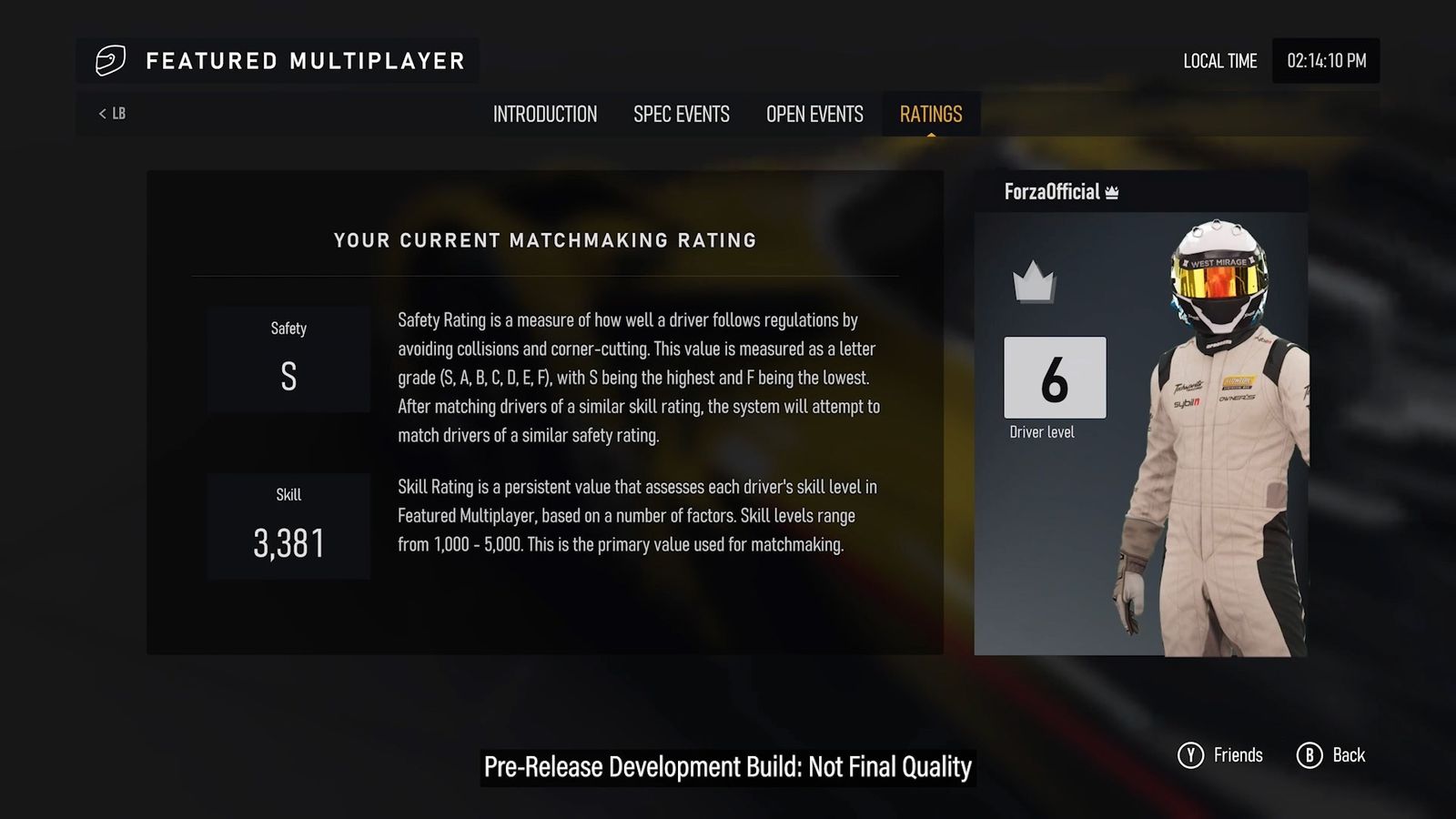 Forza Motorsport Multiplayer Ratings