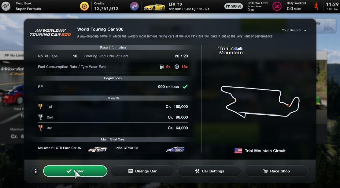 Gran Turismo 7 Weekly Challenges 11 January World Touring Car 900
