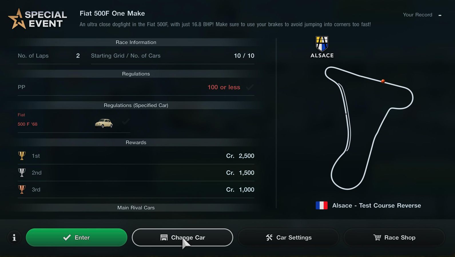 Gran Turismo 7 Weekly Challenges 30 Fiat 500F One Make