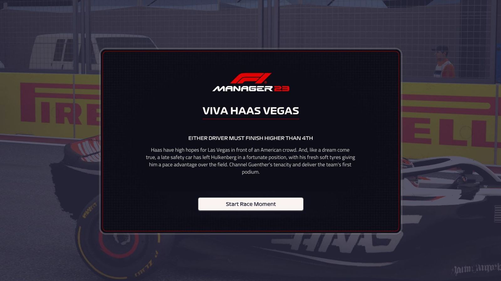 The Viva Haas Vegas scenario in F1 Manager 2023