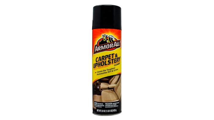 Best car upholstery cleaner Armor All product image of a yellow and orange canister with a black cap.