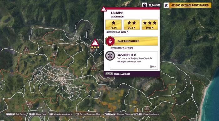The BaseJump Danger Sign location in Forza Horizon 5