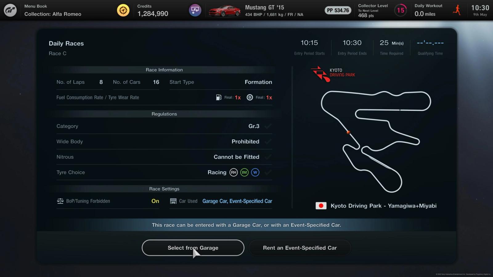 All the details of Daily Race C in Gran Turismo  on 9 May.