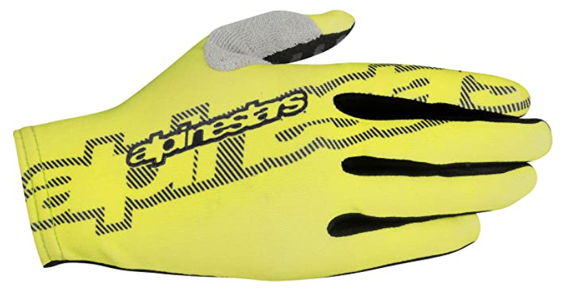 Alpinestars F-Lite product image of a yellow and black glove with a grey detail on the thumb.