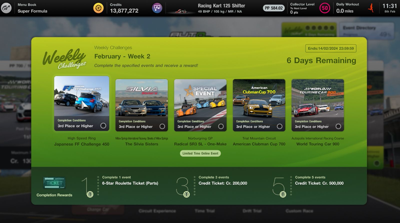 Gran Turismo 7 Weekly Challenges February 2024 Week 2 races