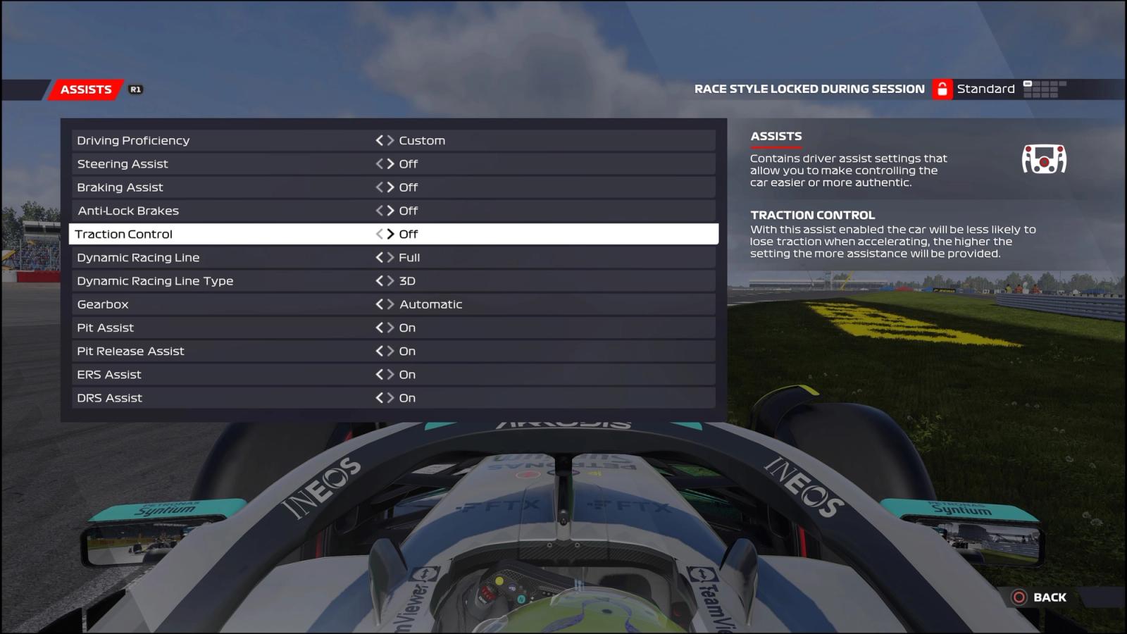 F1 22 Traction Control settings