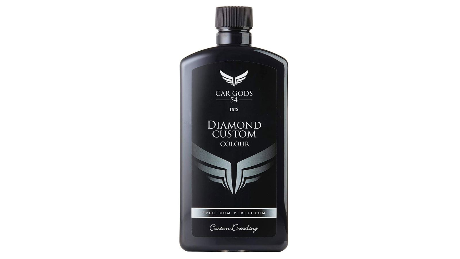 Car Gods Black Carnauba Wax Polish product image of a black bottle with a silver and white label.