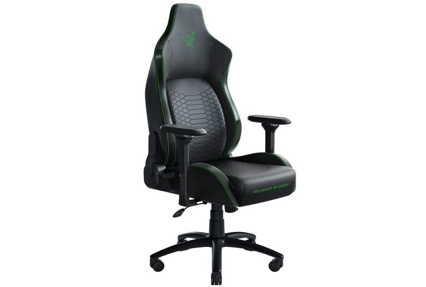 Best racing seat for F1 22 Razer product image of a black and green, bucket seat-style gaming chair.