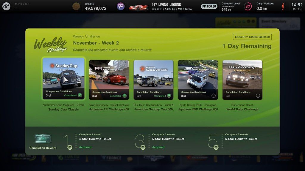 Gran Turismo 7 update 1.40 Spec II weekly challenges