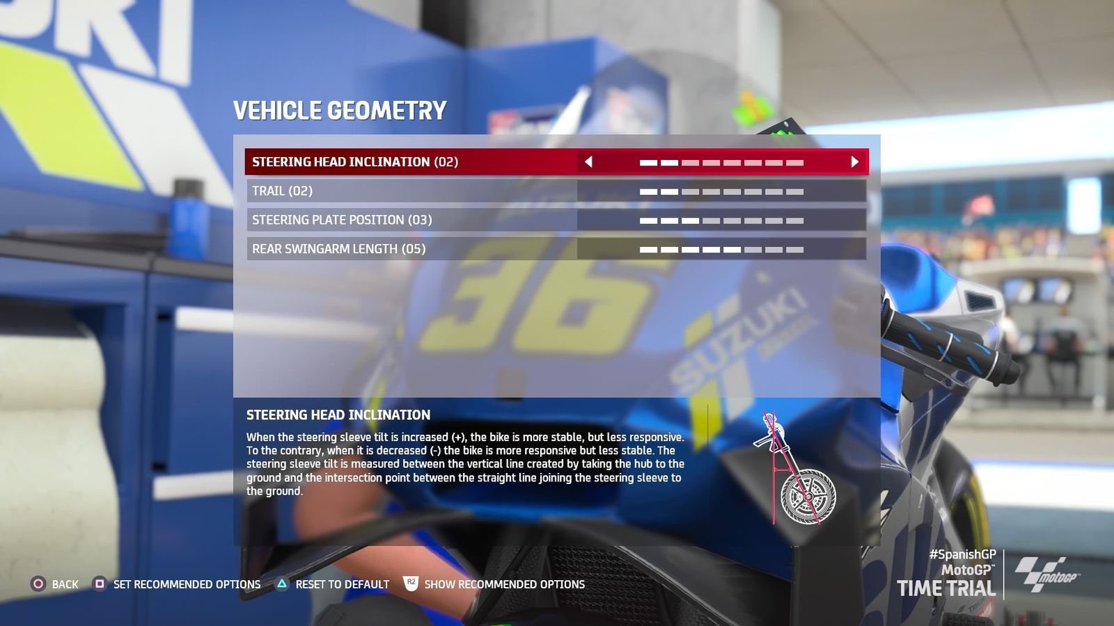 MotoGP 21 Spain setup vehicle geometry