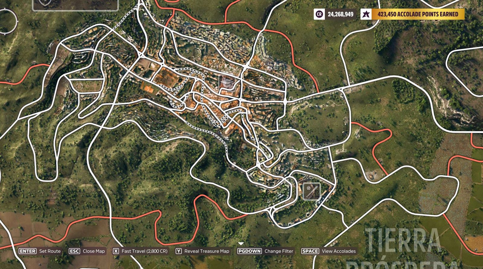 A map of Guanajuato in Forza Horizon 5 showing the icon for Guanajuato university