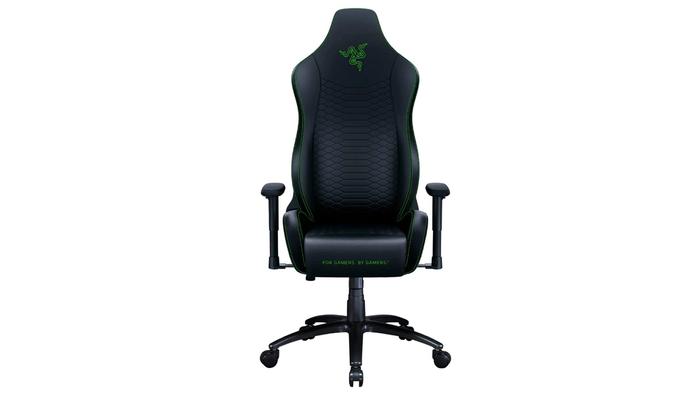 Best racing seat for F1 23 - Razer Iskur product image of a black gaming chair with green details.