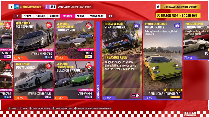 Setup for Italian Autumn Seasonal Speed Traps and Zone : r/ForzaHorizon