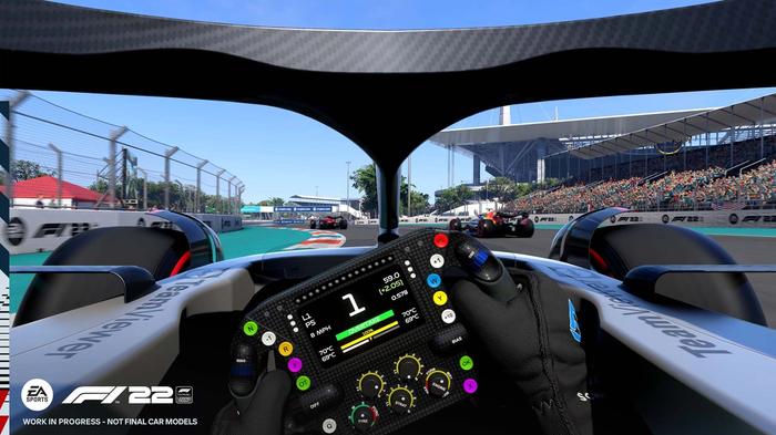 A cockpit cam image from a Mercedes in F1 22