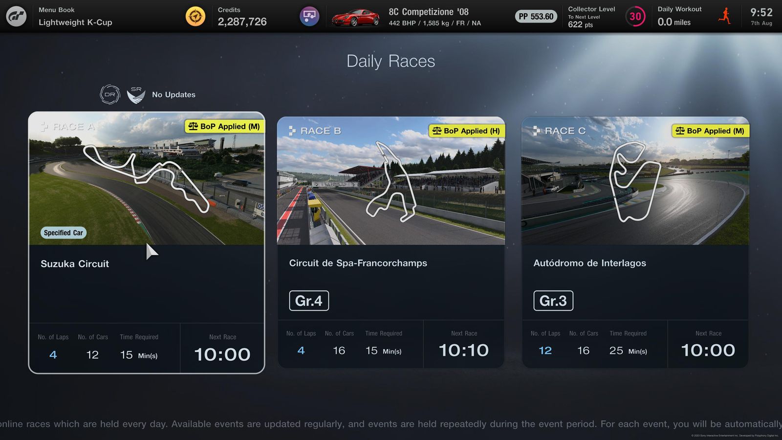 GT7 Daily Races 07 August