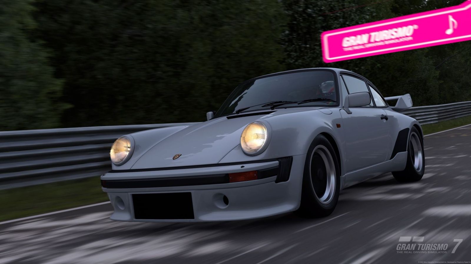A Porsche 911 going around the Nurburgring in Music Rally