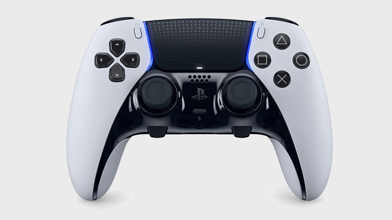 Best controller for F1 22 - Sony DualSense Edge product image of a white and black PS5 gamepad.