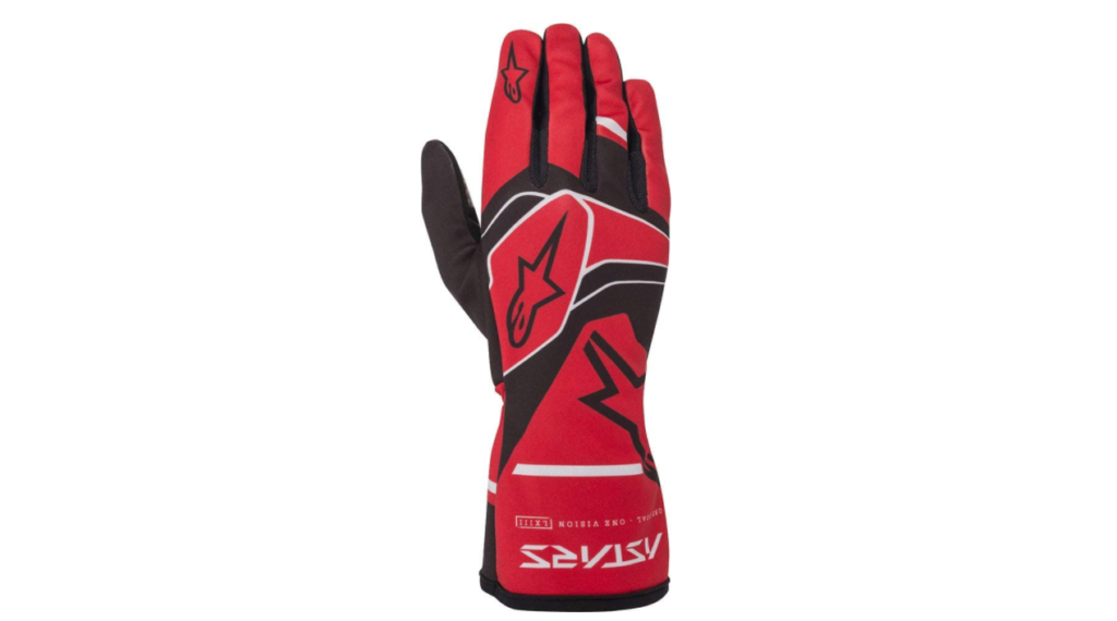 Alpinestars Tech 1-K Race V2 product image of a red and black racing glove with white details.
