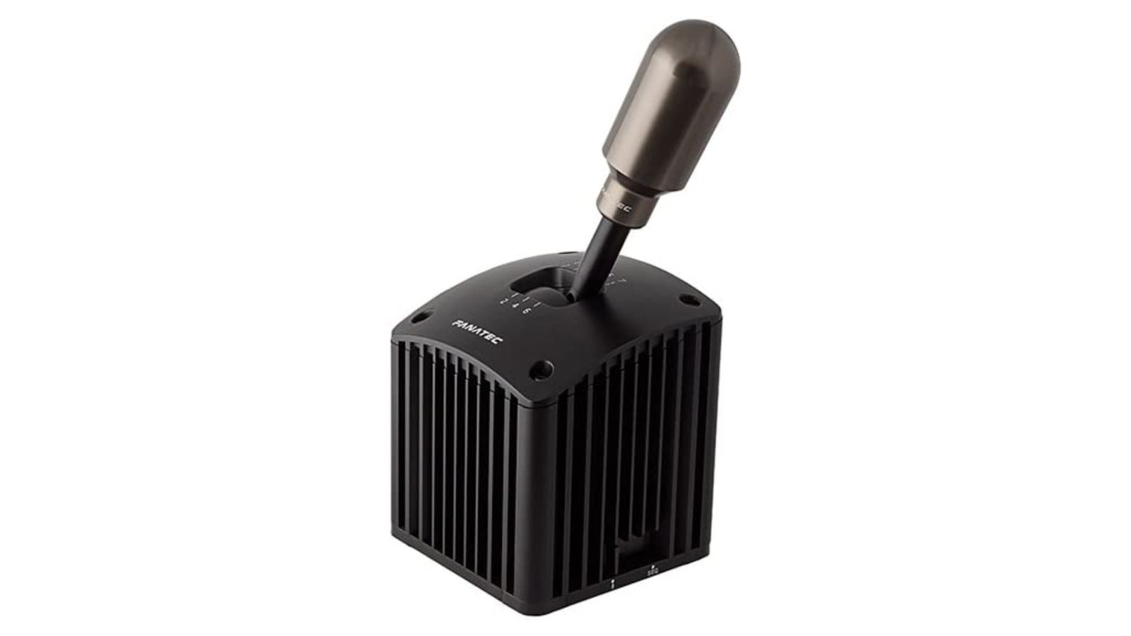 Fanatec ClubSport Shifter SQ v1.5 product image of a black and dark silver gear stick.