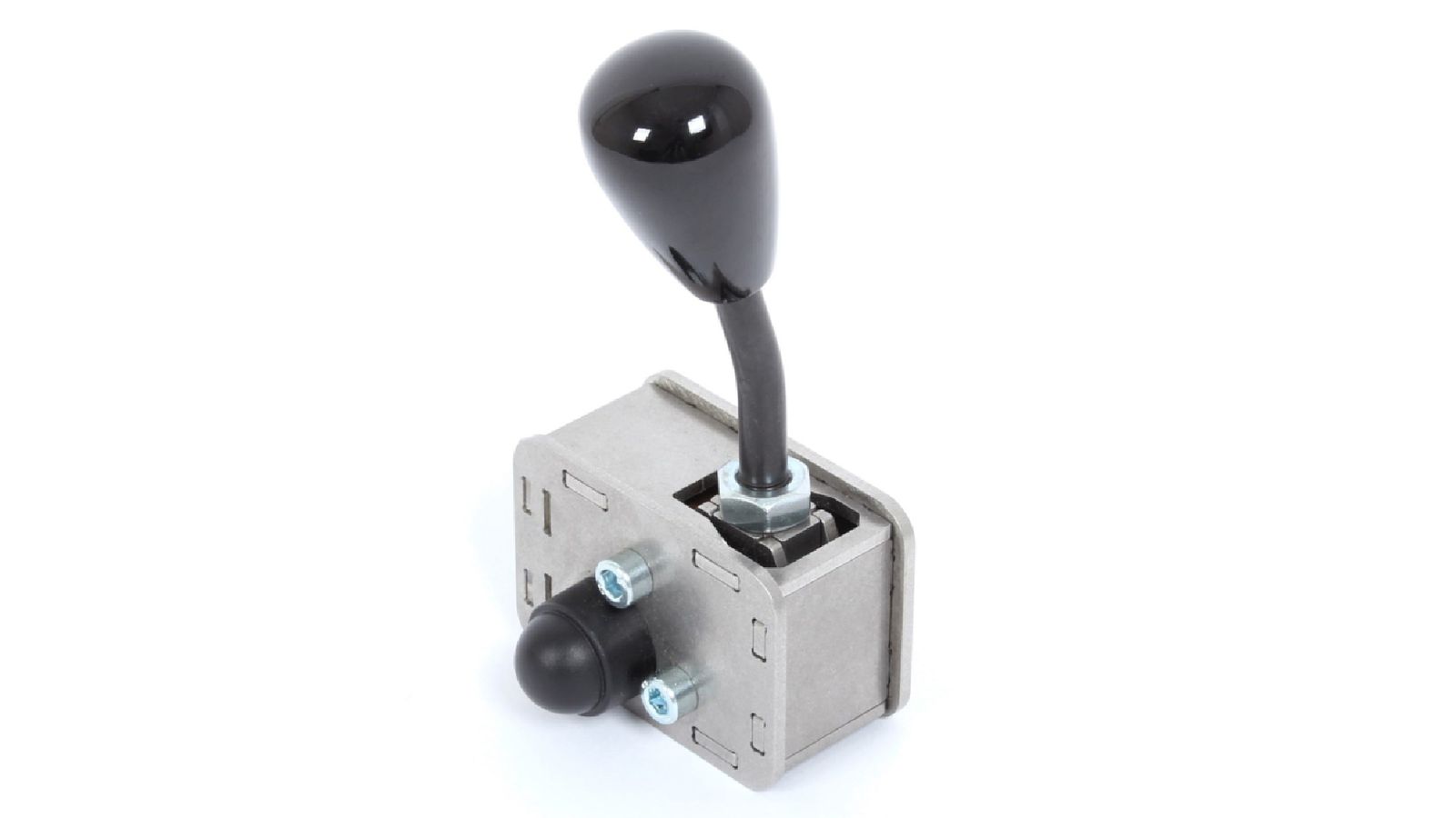 Heusinkveld Sim Shifter Sequential product image of a grey and black gear stick.