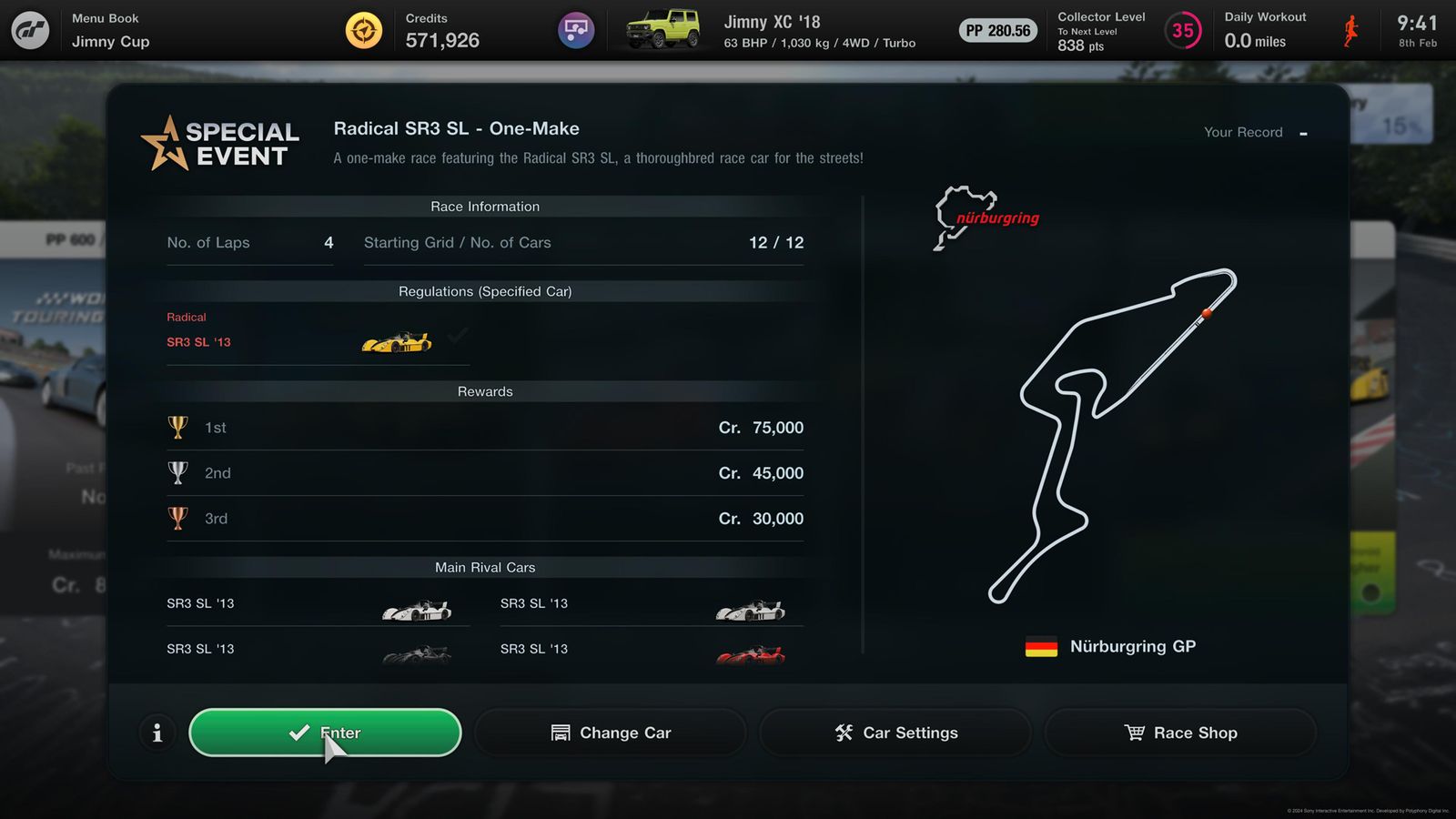 Gran Turismo 7 Weekly Challenges February 2024 Week 2 Special Event Radical SR3 SL One Make