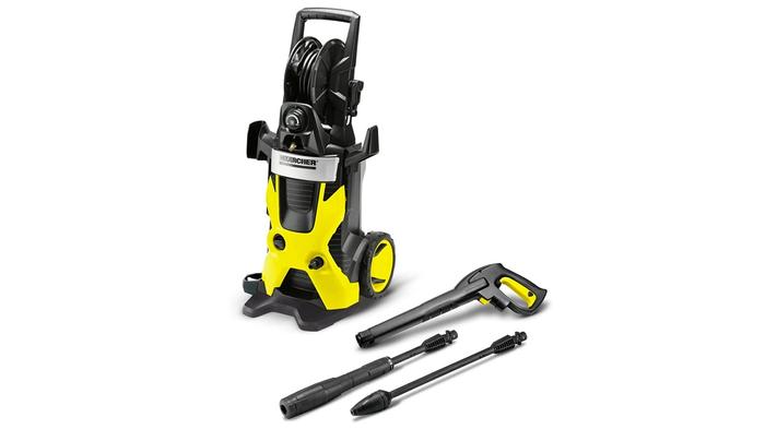 Best car pressure washer Karcher K 5 Premium product image of a yellow and black machine.