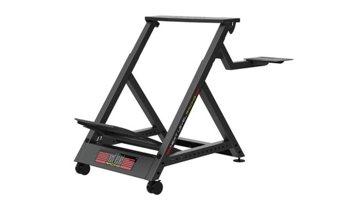 Best racing wheel stand for F1 22 - Next Level Racing Wheel Stand DD product image of a black stand featuring red details.