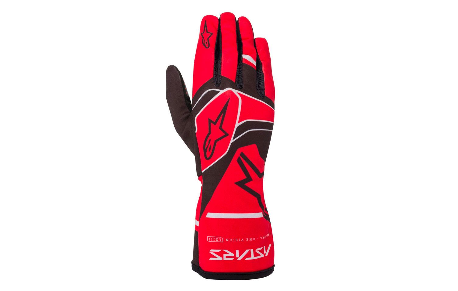Alpinestars Tech 1-K Race V2 product image of a red and black glove featuring white details.