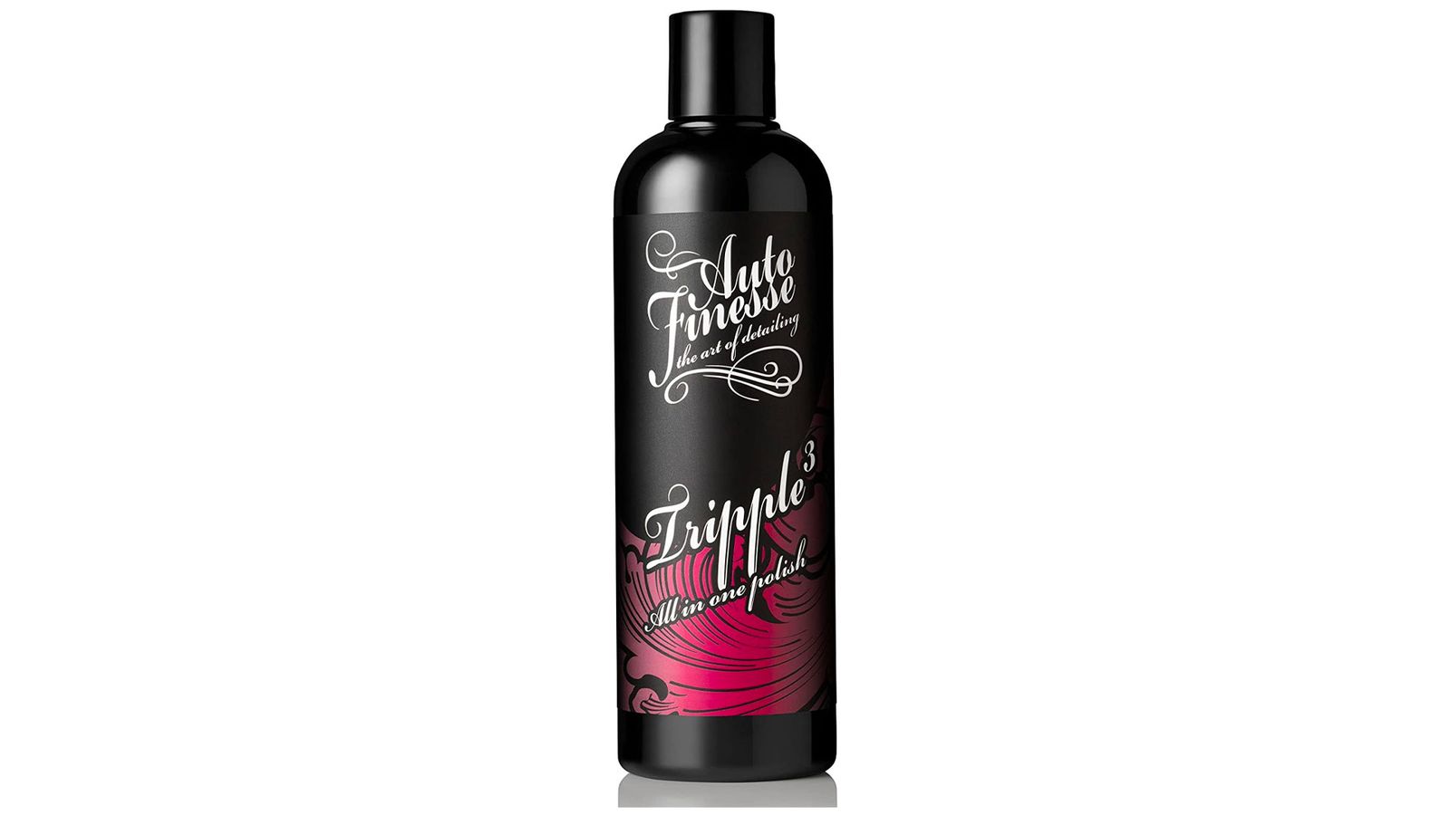 Auto Finesse Tripple All In One Polish product image of a black bottle with a pink and silver label.