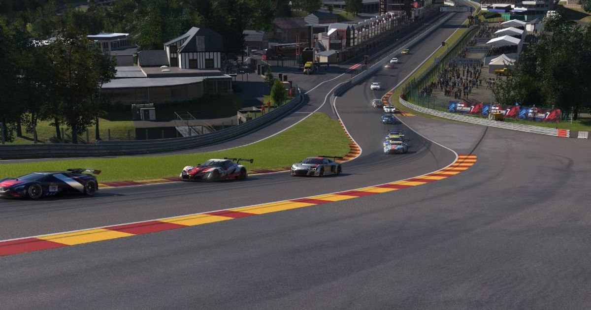 Gr.3 cars going up Eau Rouge & Raidillon at Spa in Gran Turismo 7