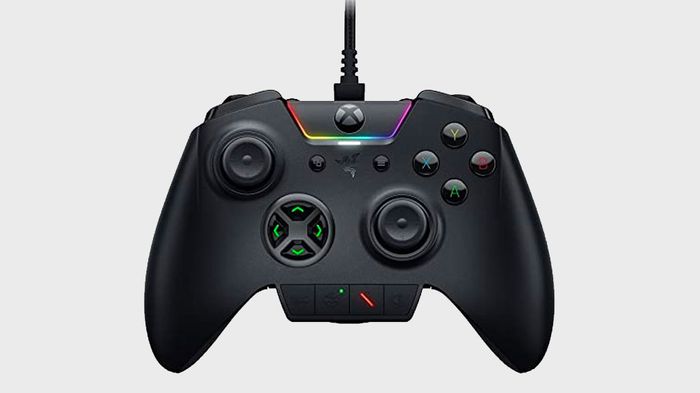 Best controller for racing Razer product image of a black gamepad with multi-coloured backlit buttons.