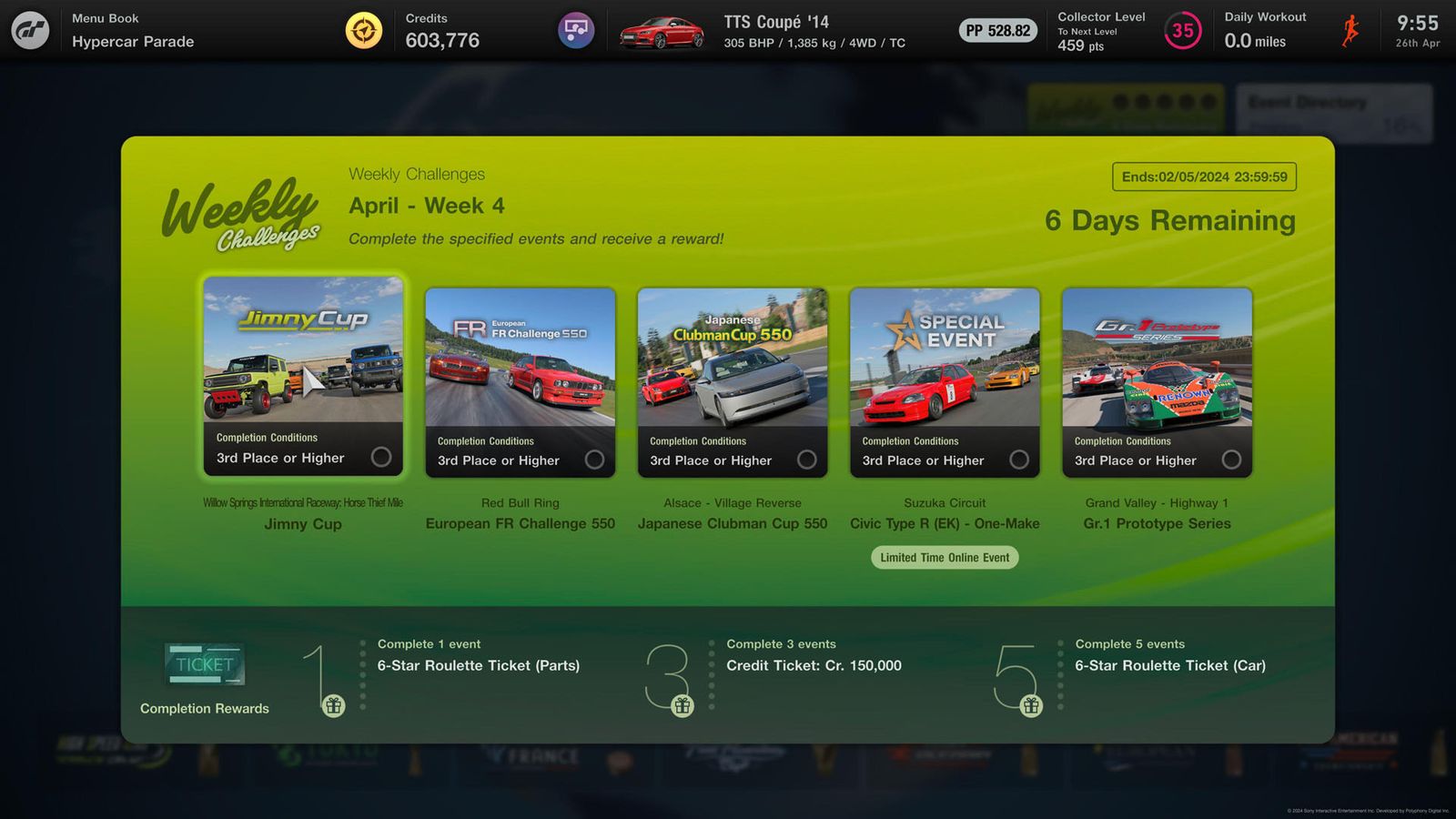 Gran Turismo 7 Weekly Challenges April Week 4 events