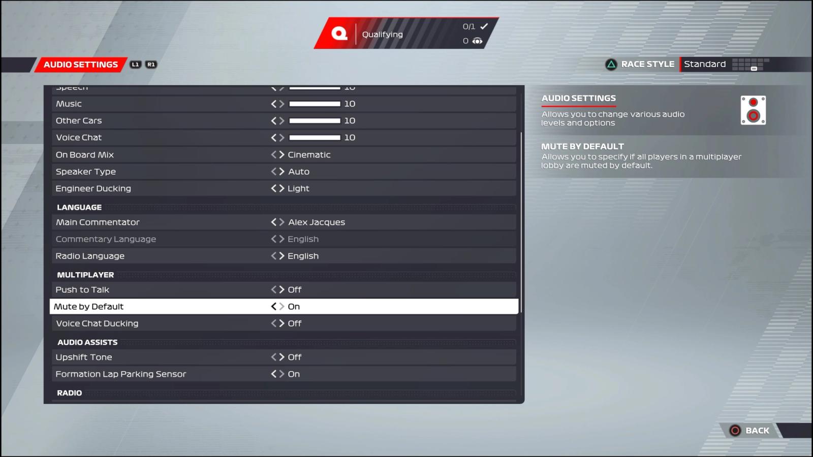 F1 22 multiplayer options menu